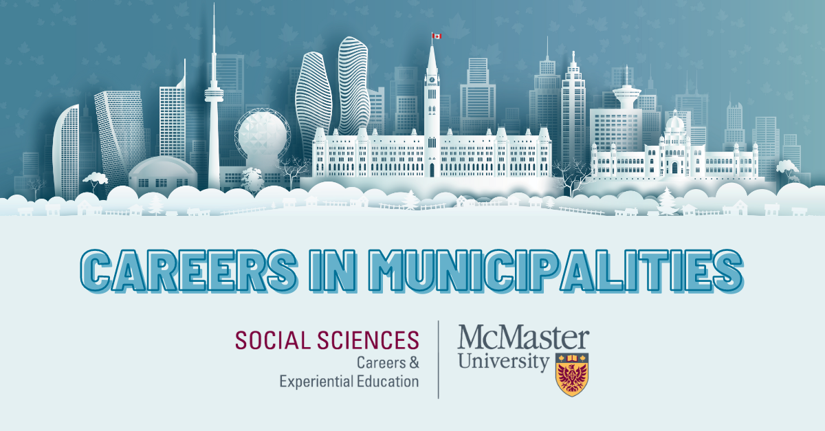 'Careers in Municipalities' over a simulated Canadian cityscape.